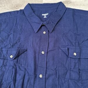 KingSize Flannel Shirt Mens 6XL BIG Blue Button-Up Long Sleeve 100% Cotton NEW